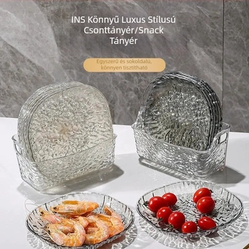 Világos luxus minimalist Gleccser mintás háztartási tál, átlátszó asztali tál, kis tányér