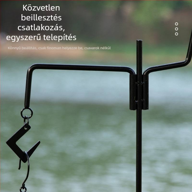 Kültéri kovácsoltvas lámpatartó, kempinghez és függő lámpákhoz, talajba süllyeszthető