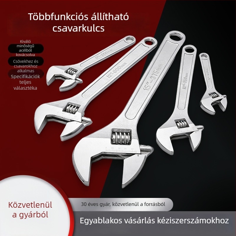 Állítható kulcs könnyű markolattal, sokoldalú kézi eszköz