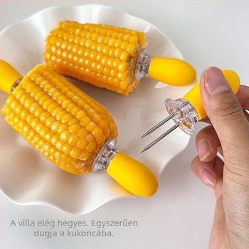 Hőálló rozsdamentes acél kukoricavilla, európai stílusú gyümölcs- és grillvilla, nem tapad gyermekeknek