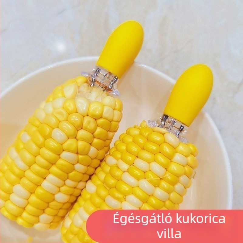 Hőálló rozsdamentes acél kukoricavilla, európai stílusú gyümölcs- és grillvilla, nem tapad gyermekeknek