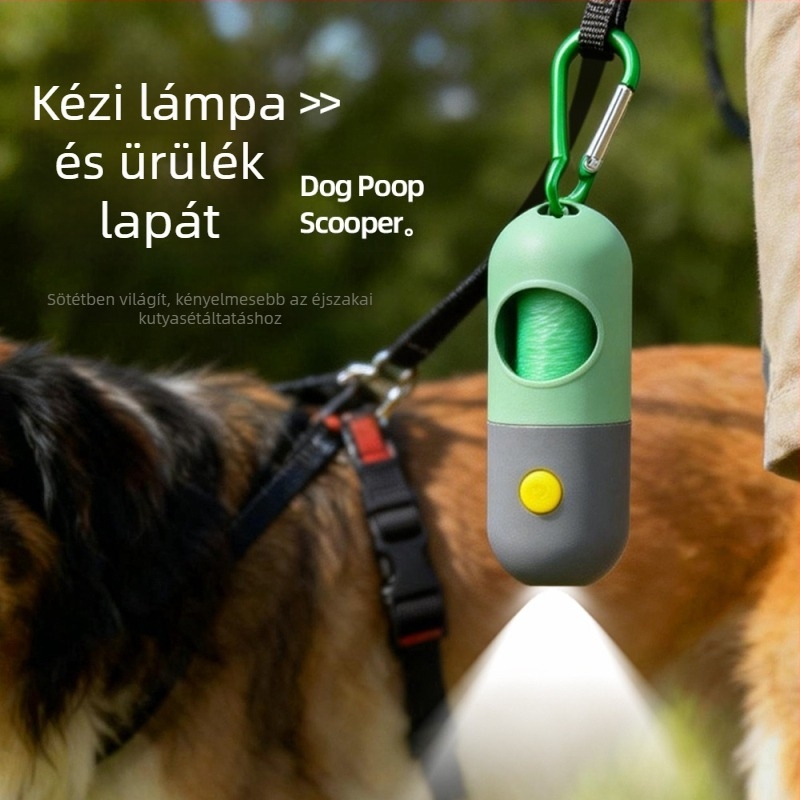 Háziállat-hulladék zacskó adagoló LED-es világítással, egyszer használatos macskaalmok zacskók, hordozható kültéri kutyapiszok zacskók