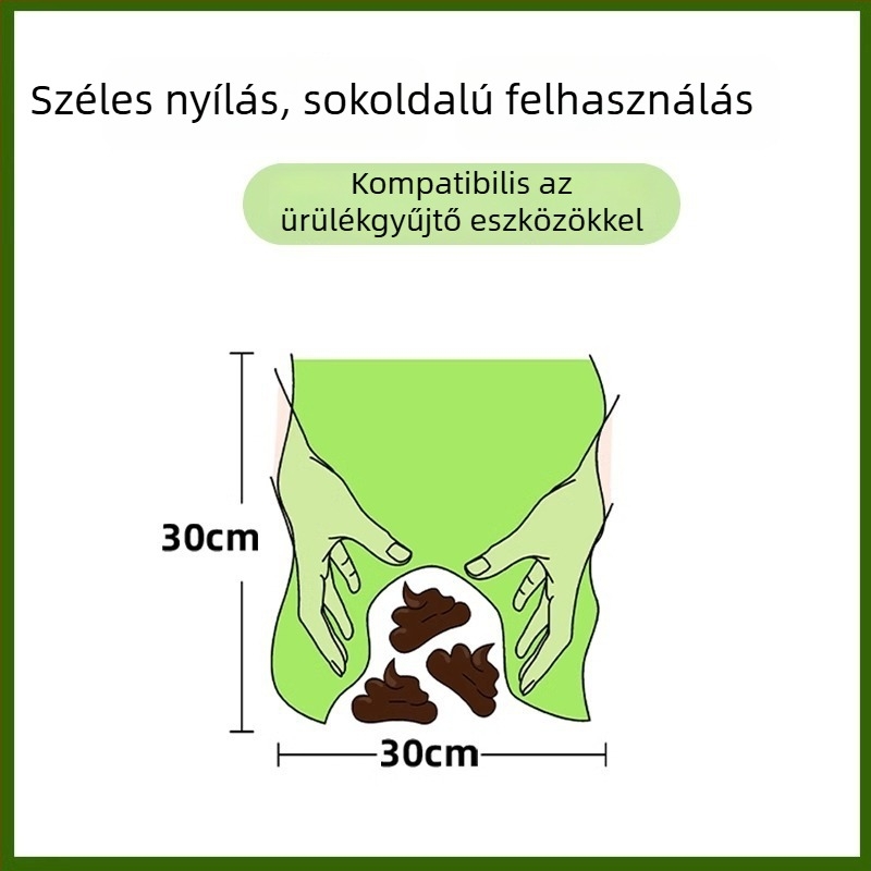Nagy ürülékgyűjtő zacskók, 30x30 cm, tekercs típus, vastagított PE