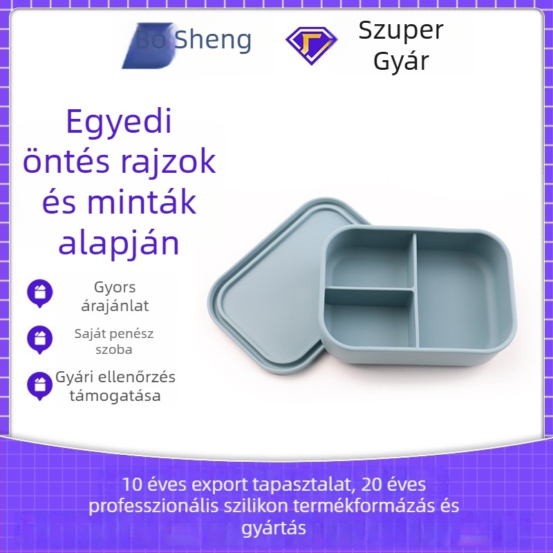 Szilikon ebédes doboz mikrohullámú sütőhöz - rekeszes készlet, élelmiszer-minőségű, kék, kapacitások: 300 ml-ig, 301-500 ml, 501-800 ml, 800-1000 ml, forma testreszabás