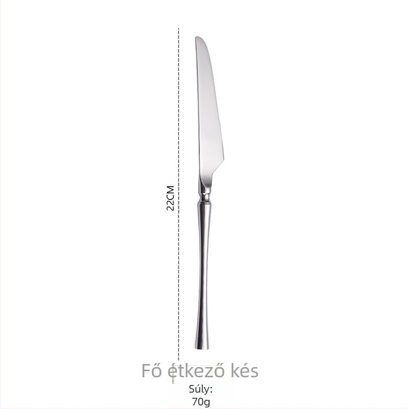 304 rozsdamentes acél nyugati stílusú evőeszköz készlet: kovácsolt kés, villa és kanál, tükörfényes felület, logó nélkül