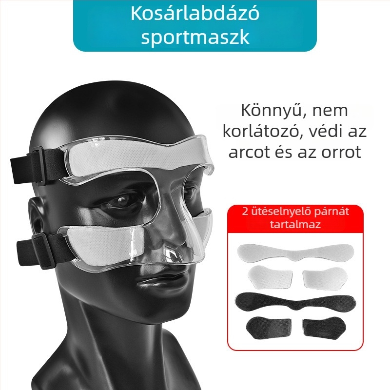 Gyerekeknek szánt kosárlabda félkeretes arcvédő maszk, átlátszó