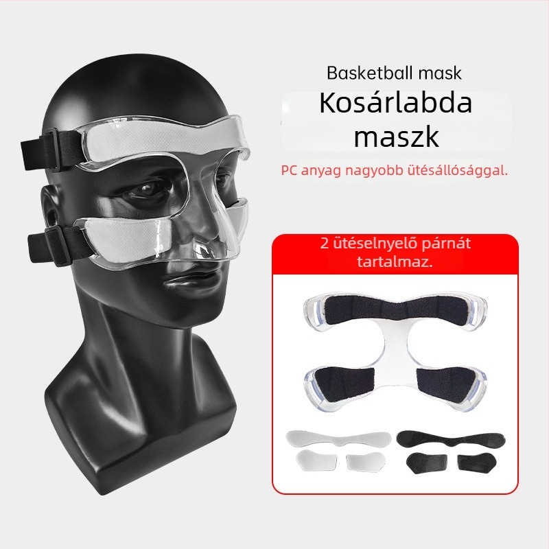 Gyerekeknek szánt kosárlabda félkeretes arcvédő maszk, átlátszó