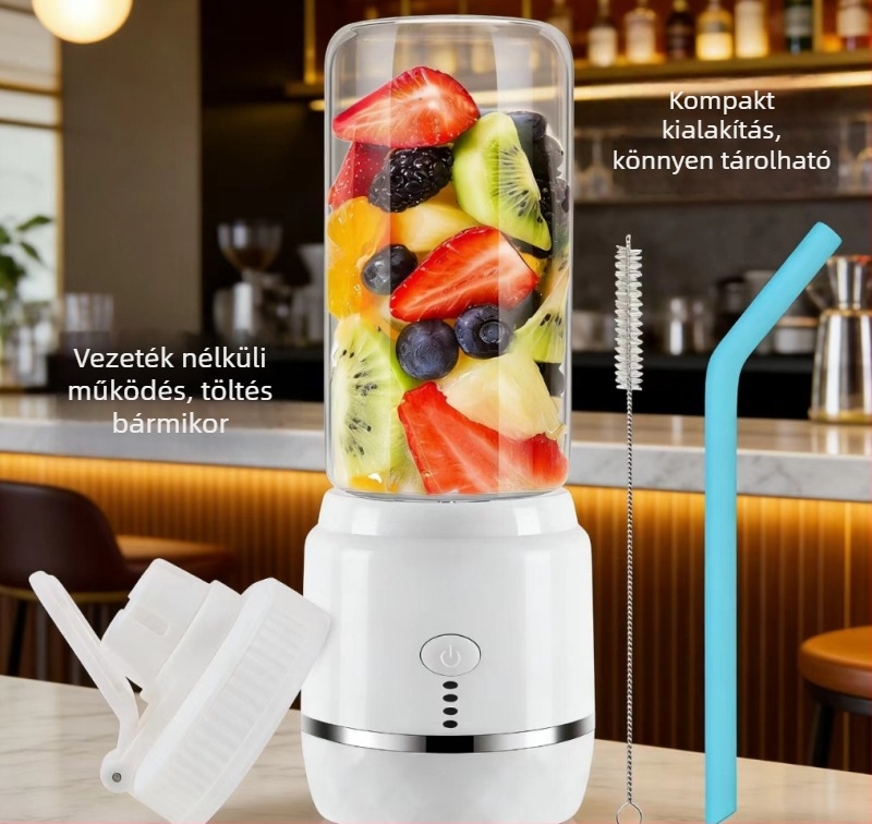Hordozható, újratölthető gyümölcs- és zöldséglé készítő pohár, háztartási használatra, kompakt 400 ml kapacitás