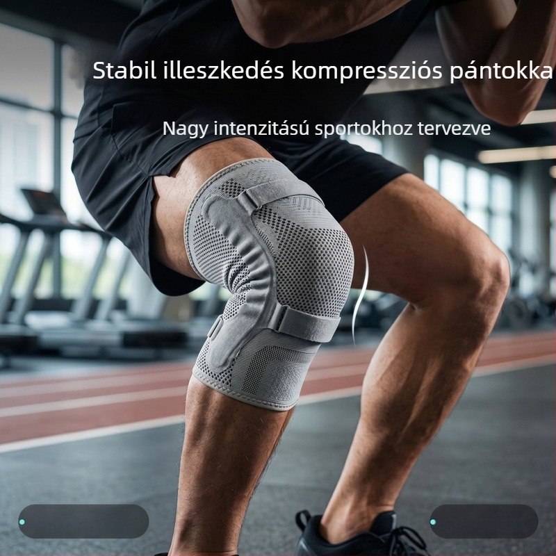 Nylonból készült sporttérdvédők futáshoz és kosárlabdához, speciális szilikon ütésvédő térdvéd, patella pánttal