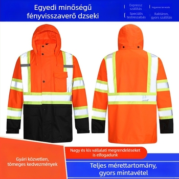 Narancssárga fényvisszaverő munkaruha építkezésre és közterületi munkások számára, tavasz–ősz, tartós védőruha