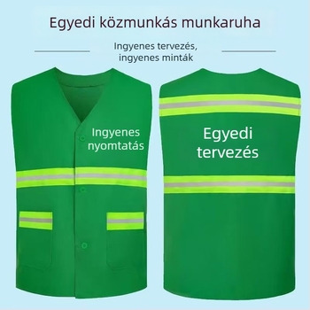 Reflektív mellény tisztítási és szanitárius dolgozók számára, munkaruha építéshez, kertészeti és karbantartási feladatokra