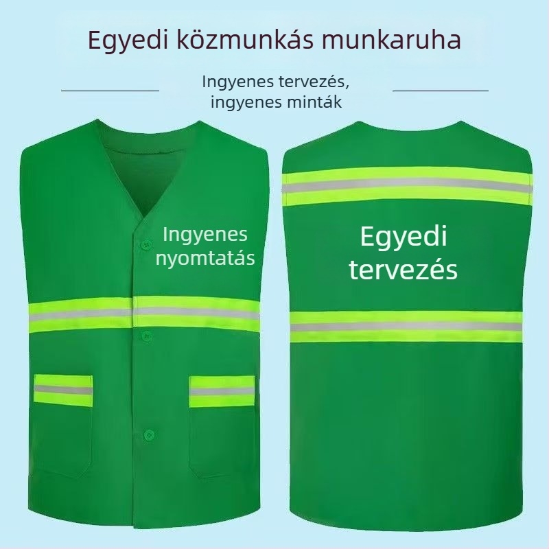 Reflektív mellény tisztítási és szanitárius dolgozók számára, munkaruha építéshez, kertészeti és karbantartási feladatokra