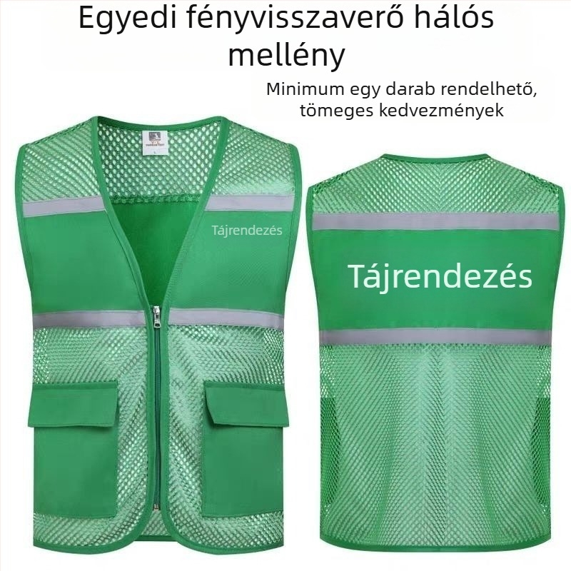 Reflektív mellény tisztítási és szanitárius dolgozók számára, munkaruha építéshez, kertészeti és karbantartási feladatokra