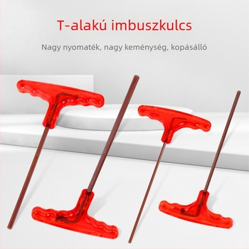 T alakú imbuszkulcs S2 acélból, magas keménységű, fogantyúval, belső hatszög kulcs és lapos fejű csavarhúzó