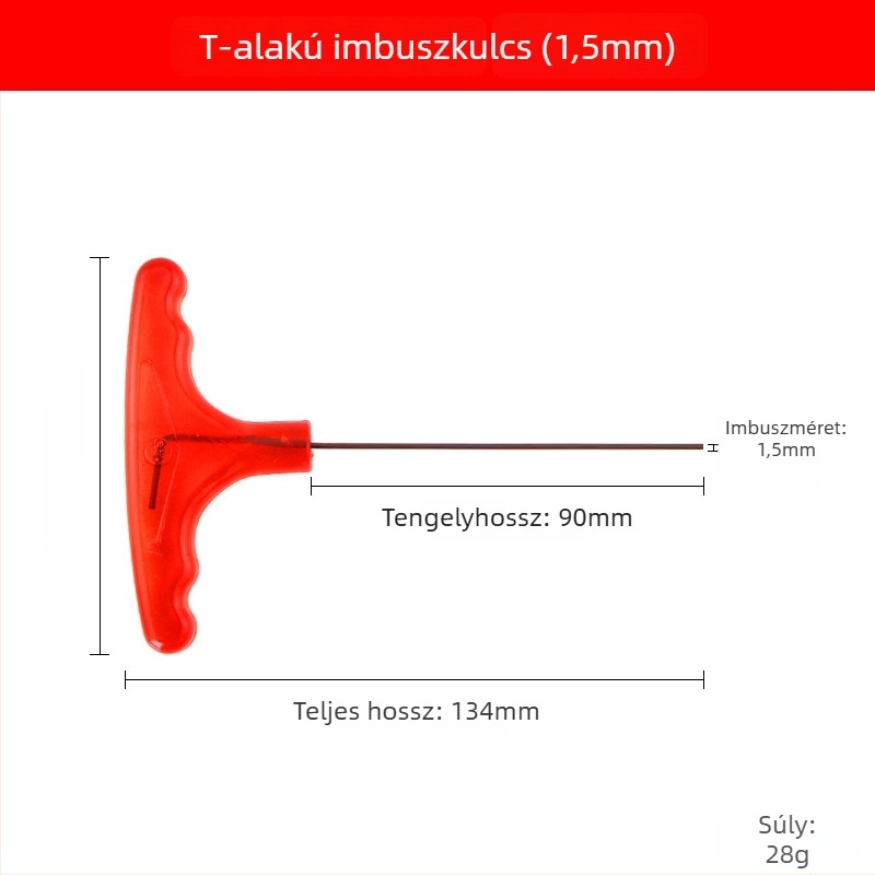 T alakú imbuszkulcs S2 acélból, magas keménységű, fogantyúval, belső hatszög kulcs és lapos fejű csavarhúzó