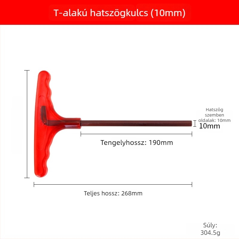 T alakú imbuszkulcs S2 acélból, magas keménységű, fogantyúval, belső hatszög kulcs és lapos fejű csavarhúzó
