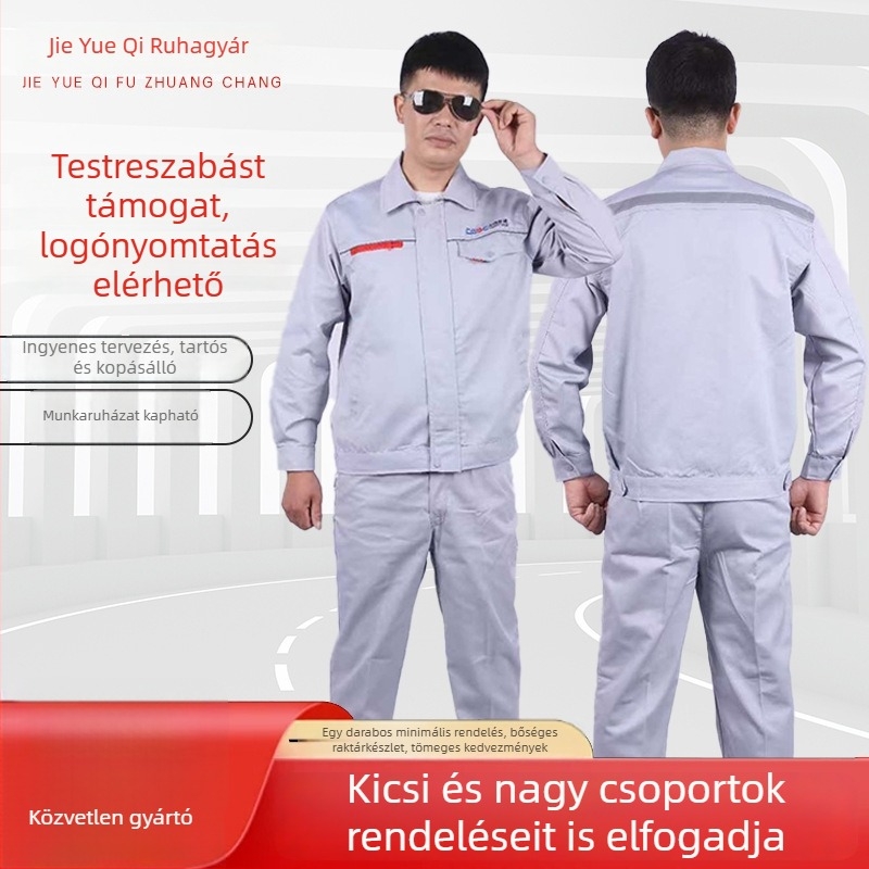 Tavasz–ősz fényvisszaverő csíkos hosszú ujjú munkaruházat készlet férfiaknak – villanyszerelő és mechanikus