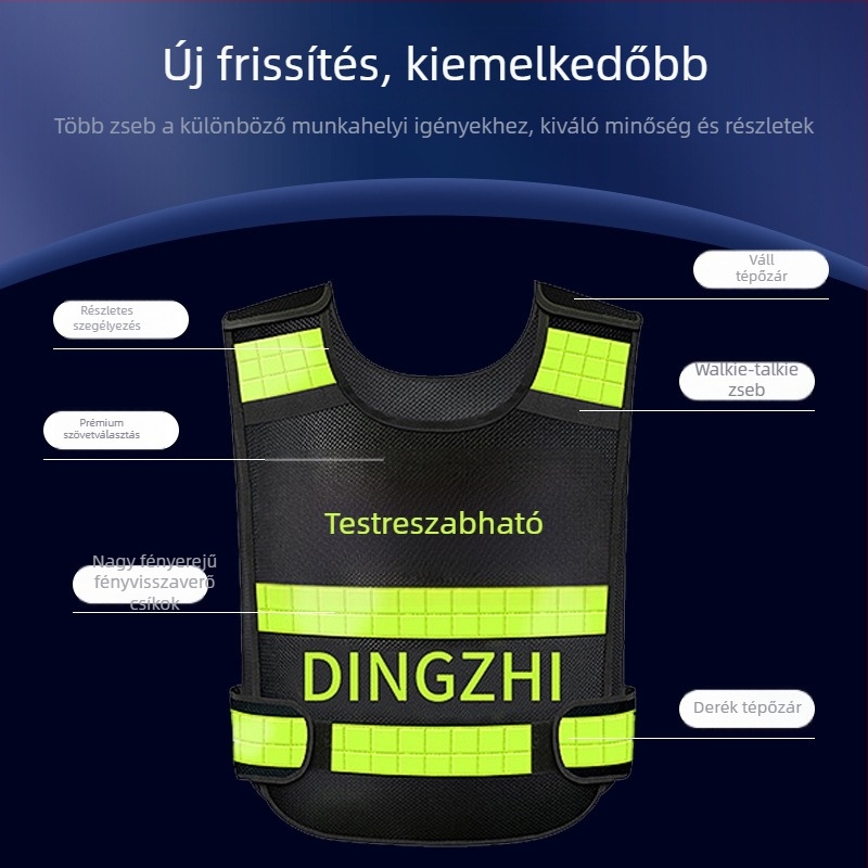 Fényvisszaverő biztonsági mellény forgalmi és járőri feladatokra