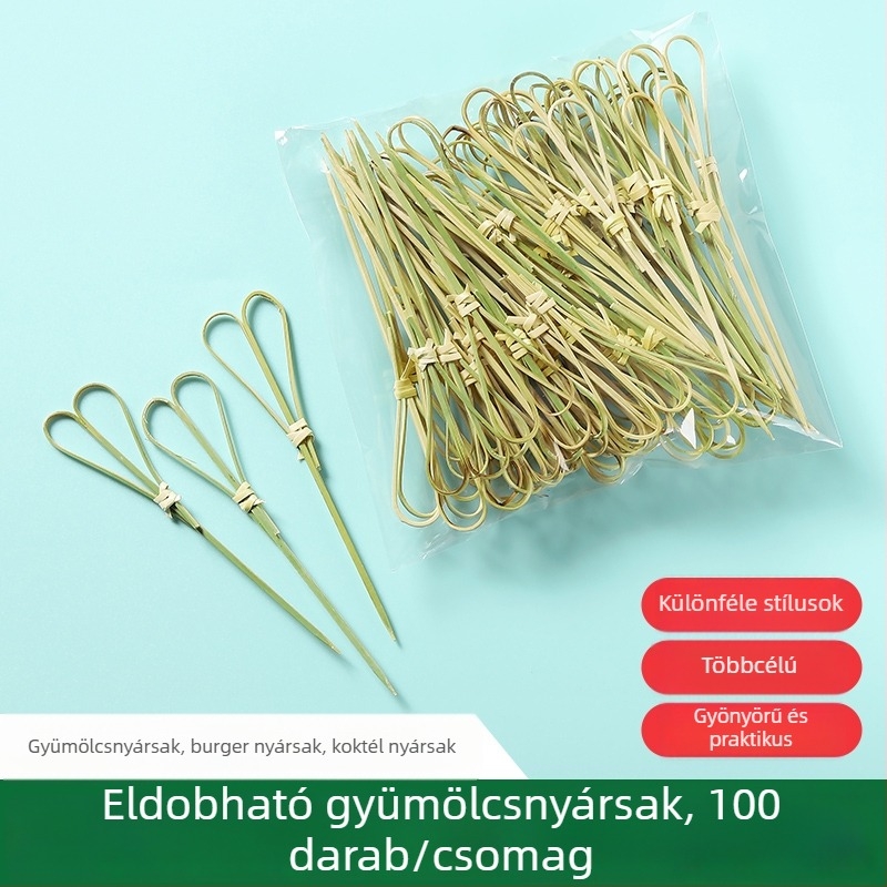 Bambusz gyümölcsnyársak japán stílusban, gyümölcsnyársok és dekoráció sandwichhez, egyszer használatos