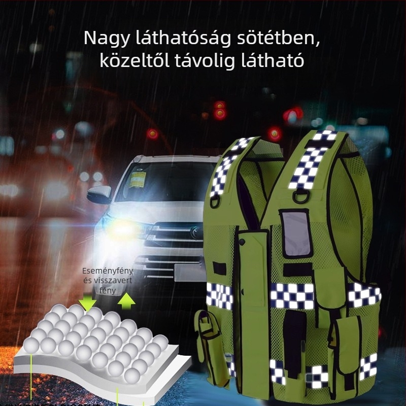 Shengchi Reflektív biztonsági mellény a forgalomhoz és az útkezeléshez — nyolcdarabos készlet, éjjeli járőrszolgálat, többfunkciós kabát