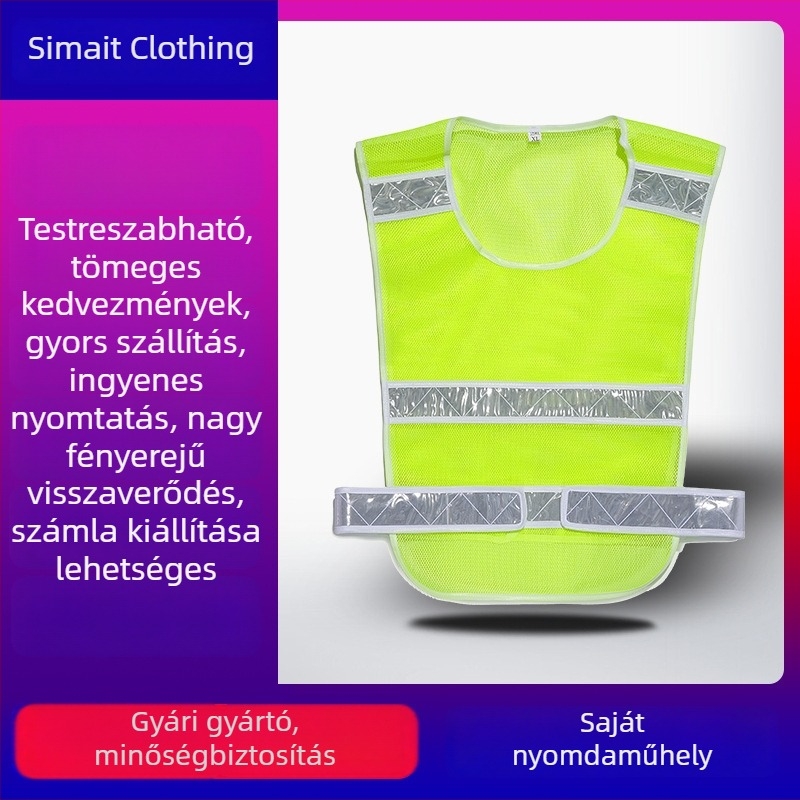 Láthatósági mellény lélegző hálós anyaggal, éjszakai forgalomhoz és járőrözéshez