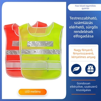 LED-es fényvisszaverő mellény kültéri sportokra, villogó figyelmeztető fényekkel, kerékpáros reflexes ruházat