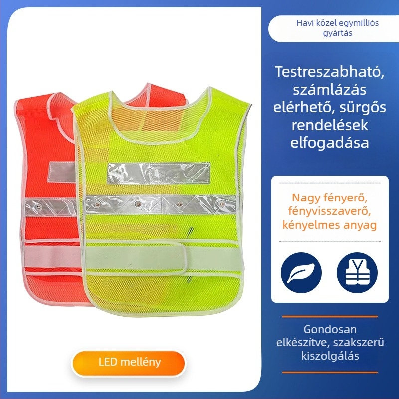 LED-es fényvisszaverő mellény kültéri sportokra, villogó figyelmeztető fényekkel, kerékpáros reflexes ruházat