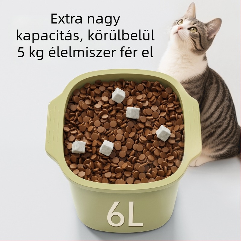 Háziállatok élelmiszer-tároló hordó vákuum-zárással, macska- és kutyaeledelhez, nedvesség- és penészálló, fényálló (3L/6L)