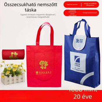 Személyre szabható összecsukható nemszövött bevásárlótáska, pénztárca-stílusú dizájn és logónyomtatás