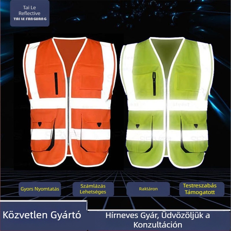 Reflektív biztonsági mellény kerékpározáshoz és közúti szolgálatra, egyedi logóval