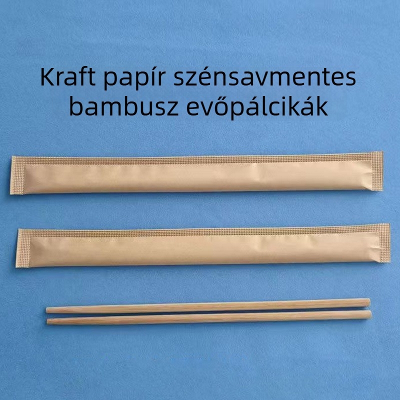 Egyszer használatos bambusz evőpálcák Kraft papír csomagolásban, egyedi csomagolásban, hosszú és vastag