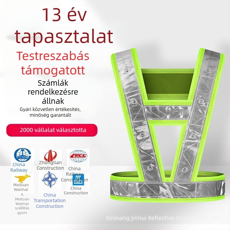 V-alakú LED világító fényvisszaverő mellény, nagy LED-del – közúti fényvisszaverő ruházat