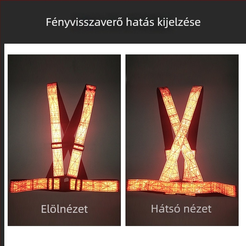 Állítható vállú fényvisszaverő biztonsági mellény, munkaruházat építkezési területre fényvisszaverő csíkokkal