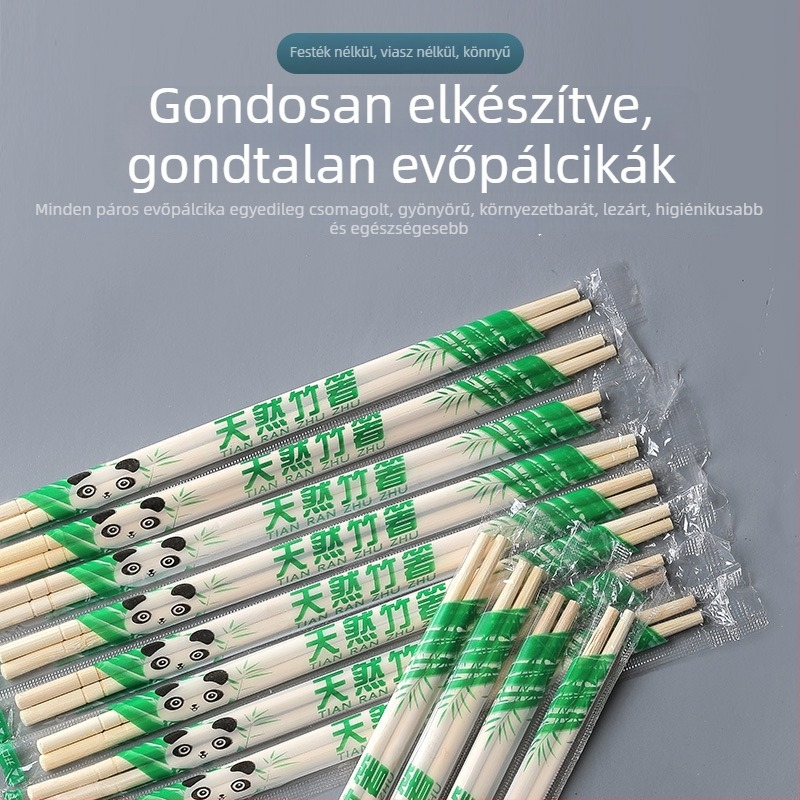 Egyszer használatos bambusz evőpálcikák, 5 mm vastag, 50 pár/csomag