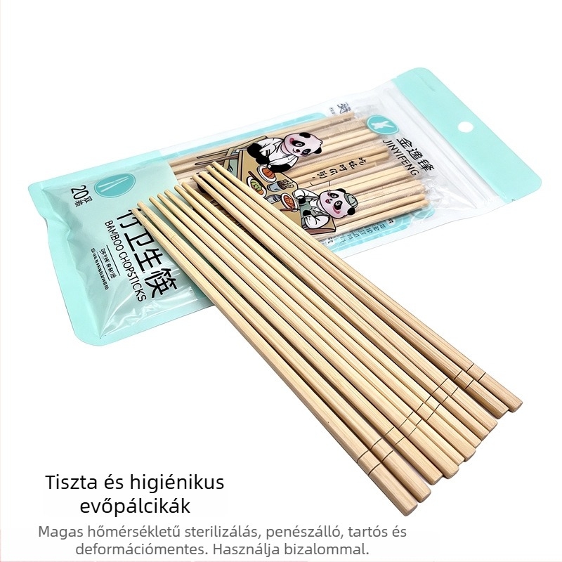 Egyszer használatos bambuszból készült evőpálcikák, 20 pár egyedi csomagolásban, 5.0 mm vastagság, háztartási és gyorséttermi használatra, éttermek és szállodák számára