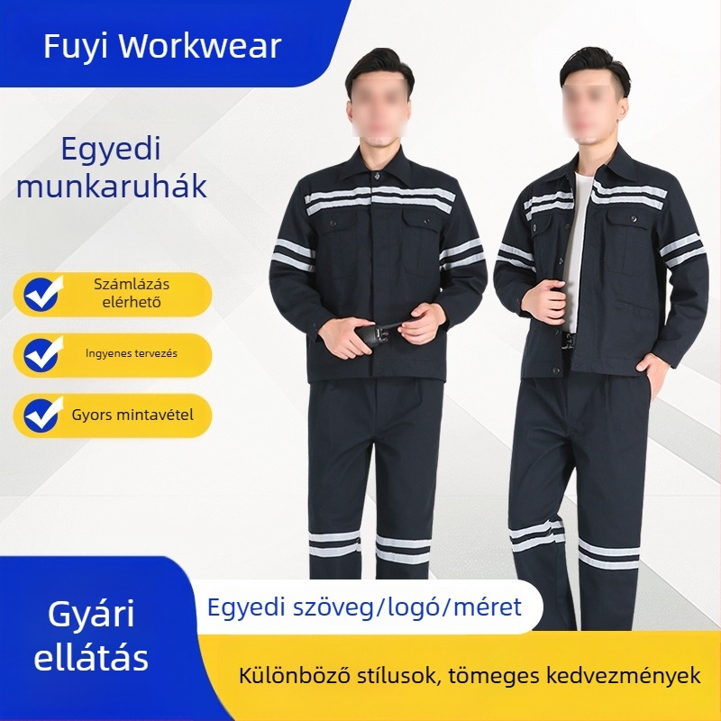 100% pamutból készült munkaruha készlet föld alatti szénbányászathoz, hosszú ujjú, fényvisszaverő csíkokkal, kopásálló és szennyeződésálló, megerősített vastag anyag