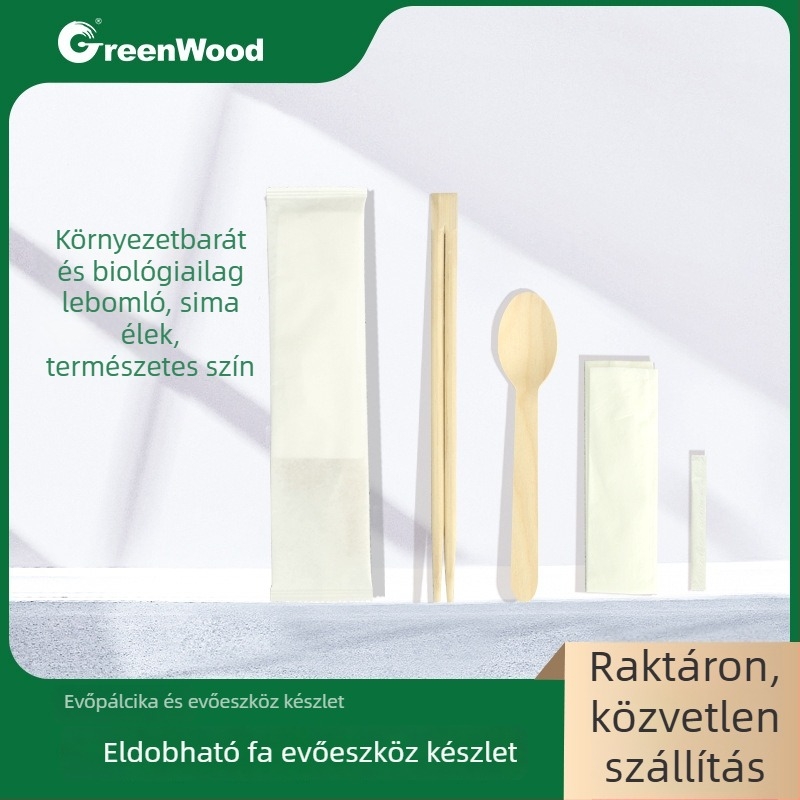Biológiailagilag lebomló egyszer használatos evőpálcikák — négy részes étkészlet, elvihető csomagolás, 200 készlet kartononként