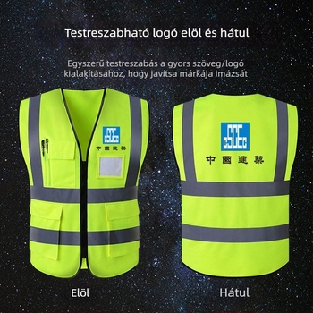 Több zsebbel ellátott fényvisszaverő mellény forgalmi és építőipari munkákhoz, megerősített kivitel