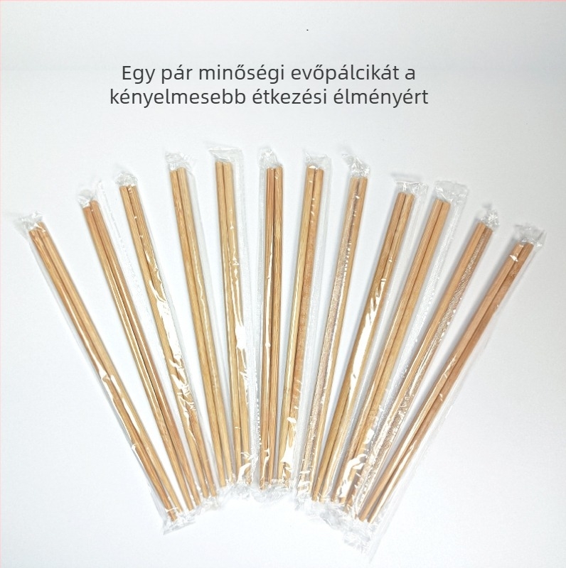 Hosszabbított és vastag egyszer használatos evőpálcikák elvitelre, higiénikus karbonizált bambuszból, egyedi csomagolásban háztartási és vendéglátóipari használatra