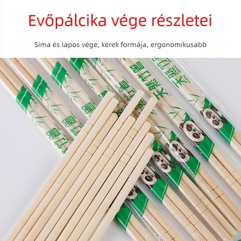 Egyszer használatos bambuszból készült evőpálcikák, higiénikus, kör keresztmetszetű, egyenként csomagolt, elviteles használatra, természetes bambusz