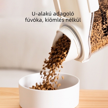Macska- és kutyaeledel tárolóedény, zárható, vákuumos megőrzés, nedvességálló, snackekhez, 2,8 L