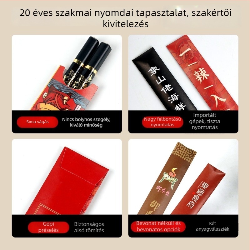 Egyszer használatos papírból készült pálcikavédők logónyomtatási lehetőséggel, szállodák, hotpot éttermek, catering és otthoni használatra