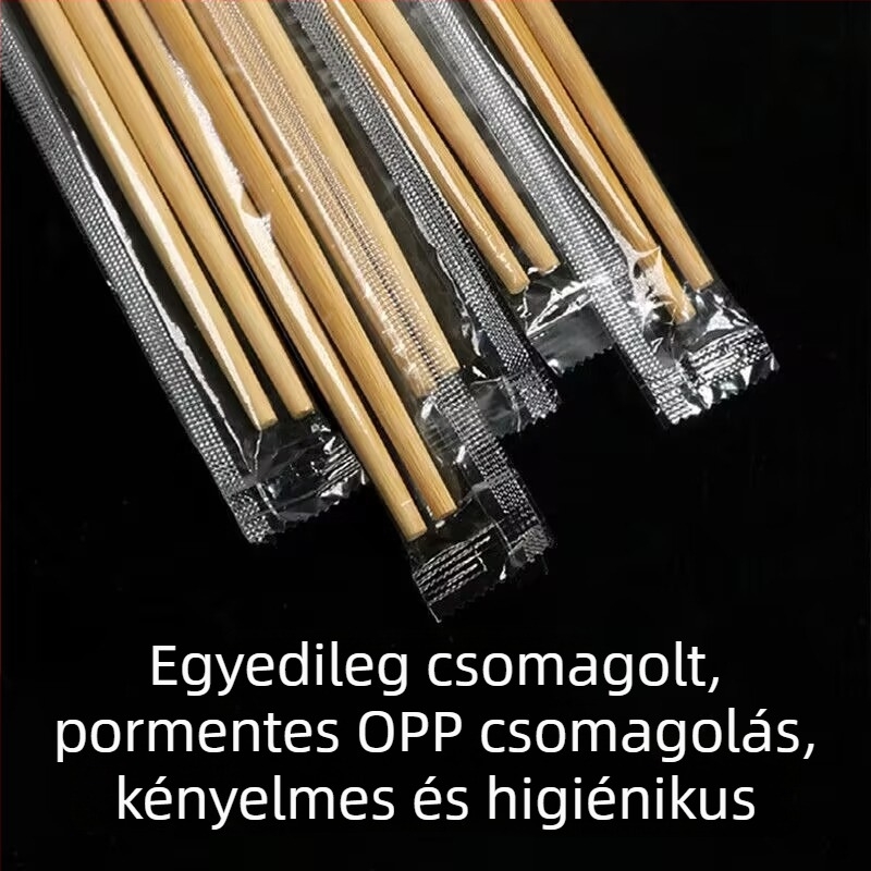 Egyszer használatos bambusz evőpálcák, egyenként csomagolva, magas színvonalú éttermeknek és rendelésekhez, hot pothoz, hosszított hosszúságú, karbonizált, háztartási és kereskedelmi használatra