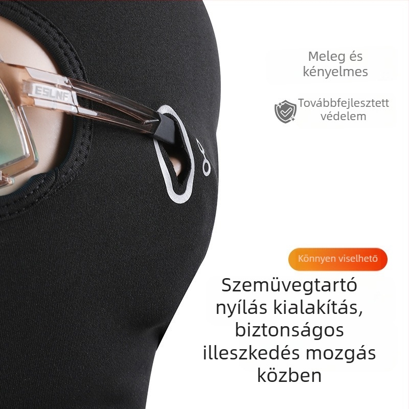 Kerékpáros maszk kapucnival és szemnyílással, fleece béléssel, őszi–téli szezonra, szélálló símaszk