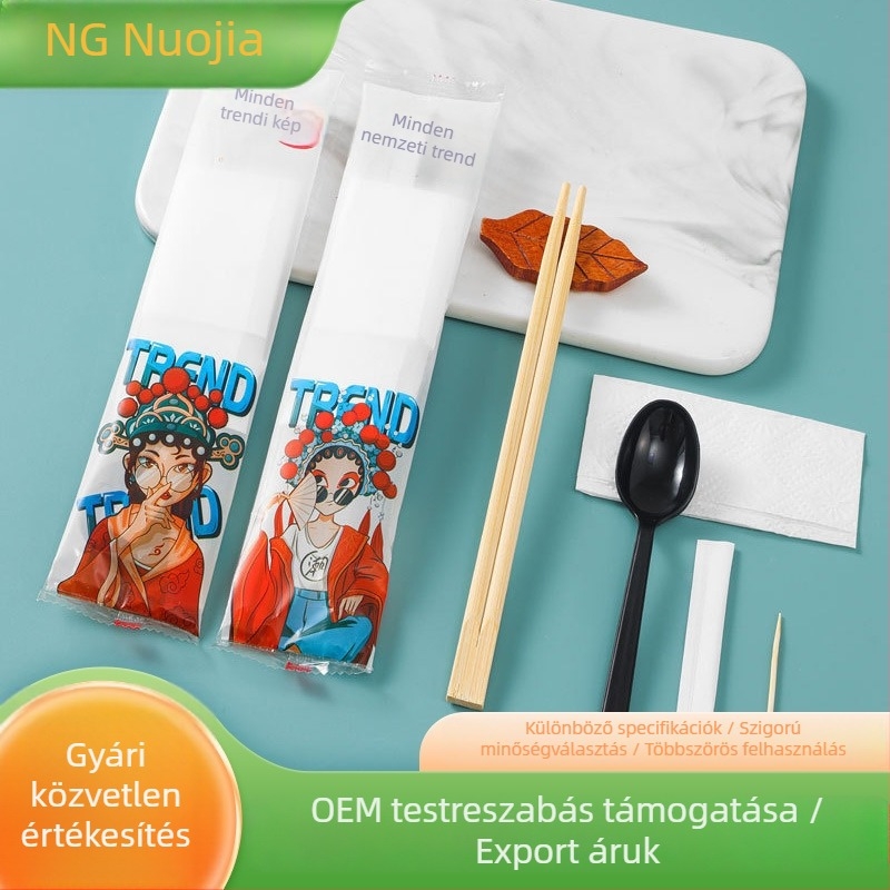 Egyszer használatos bambusz evőpálcikák – négy részes készlet éttermi használatra