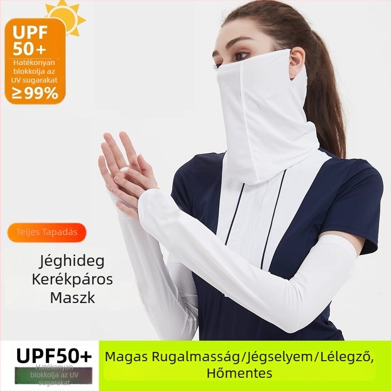 Ice Silk UV-védő maszk nőknek, vékony kialakítású, fülhorgos, nyak- és arcvédelmet nyújt, kerékpárhoz és golfhoz