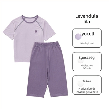 Lyocell gyerekeknek, rövidnadrágos kétrészes szett, uniszex, 2025 tavasz, könnyű otthoni viselet