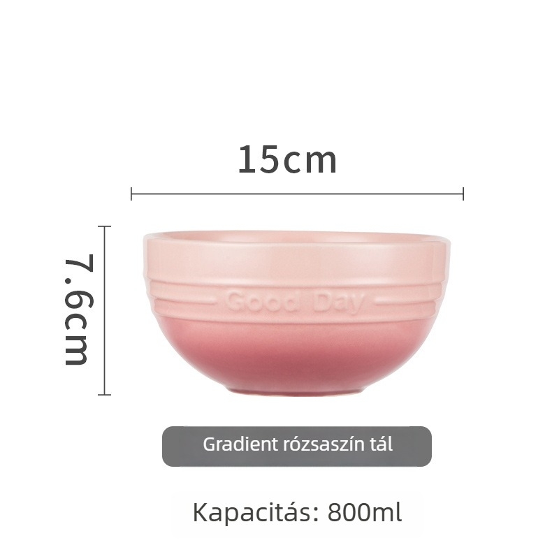 Gradiens kerámia étkészlet tálakkal tészta, leves és rizs számára, valamint tányérokkal – elegáns, megkapó edénygyűjtemény