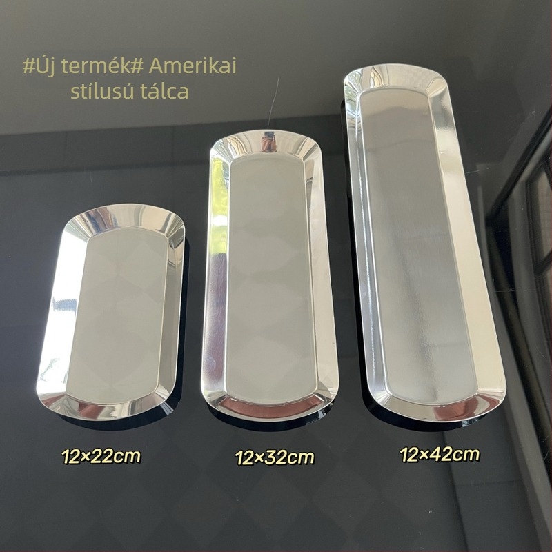 Rozsdamentes acél ovális tál sushi és ételek tálalásához, letisztult modern dizájn