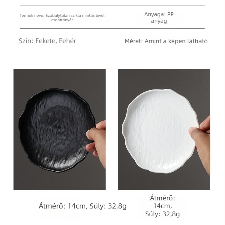 Desszertes tál, szabálytalan kőhatású formával, műanyag, skandináv stílus, 14–15.9 cm